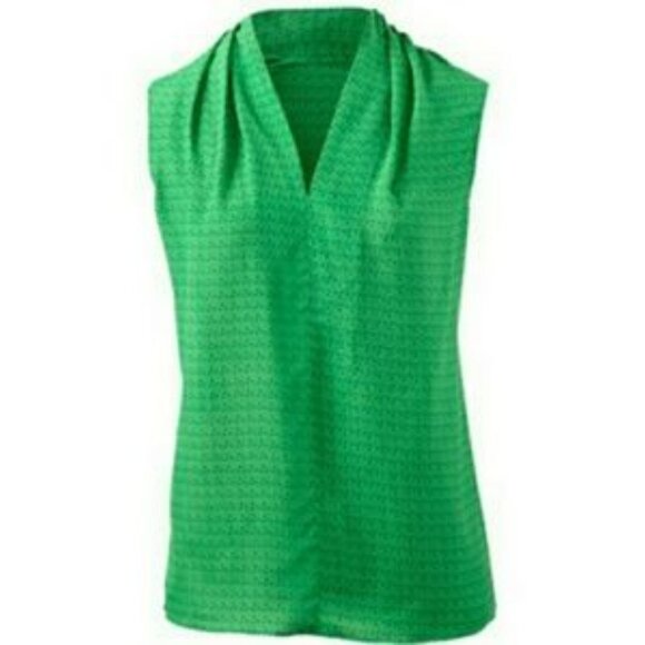 CAbi #124 Printed Business Blouse in Kelly Green - Picture 13 of 16